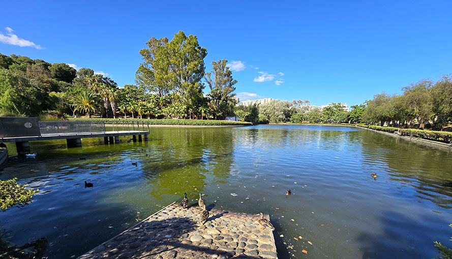 Lago artificial del Parque de la Paloma en Benalmádena