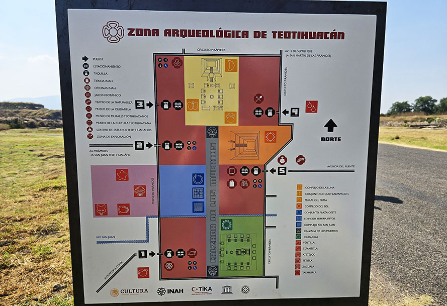 Mapa de la Zona Arqueológica de Teotihuacán - Cómo visitar Teotihuacán desde Ciudad de México
