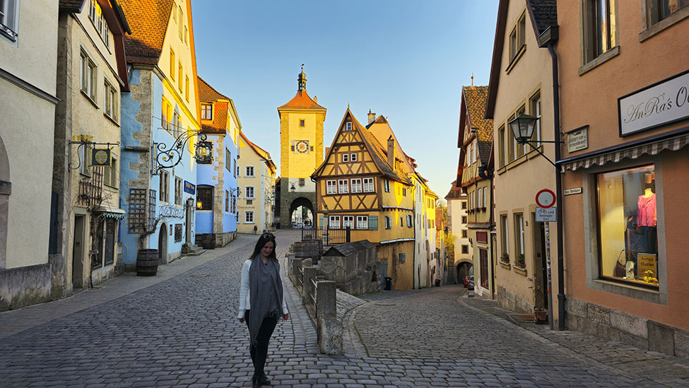 En el rincón más fotogenico que ver en Rothenburg al atardecer