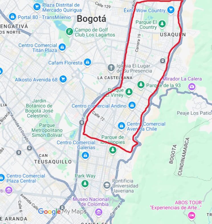 Mapa con las zonas más seguras donde alojarse en Bogotá