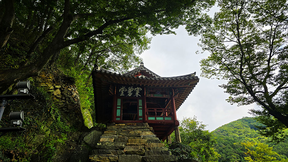 Qué ver en Jeonju: Hanbyeokdang Pavilion rodeado de vegetación