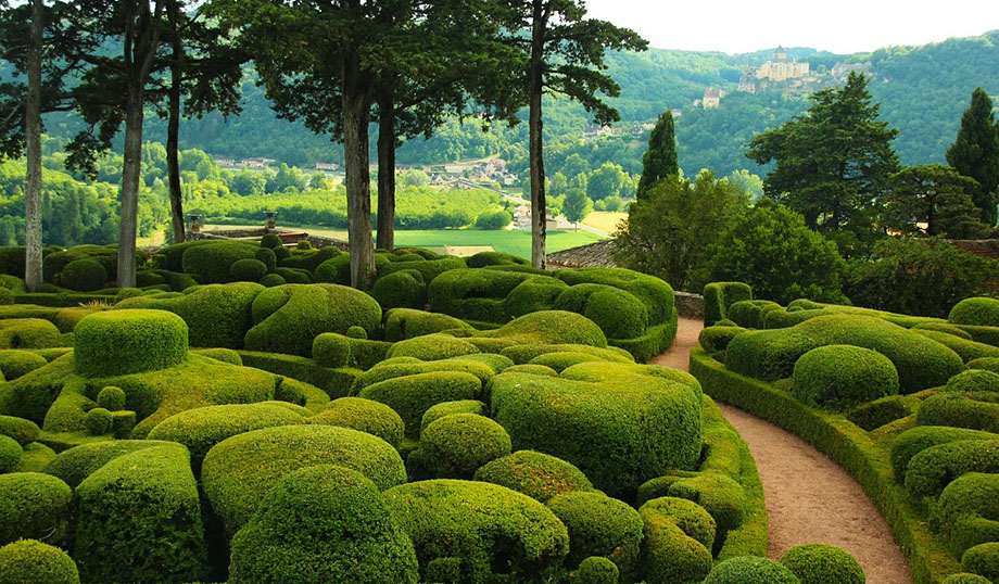 Vegetación redondeada en los Jardines de Marqueyssac - Ruta por el Périgord Negro en 4 días